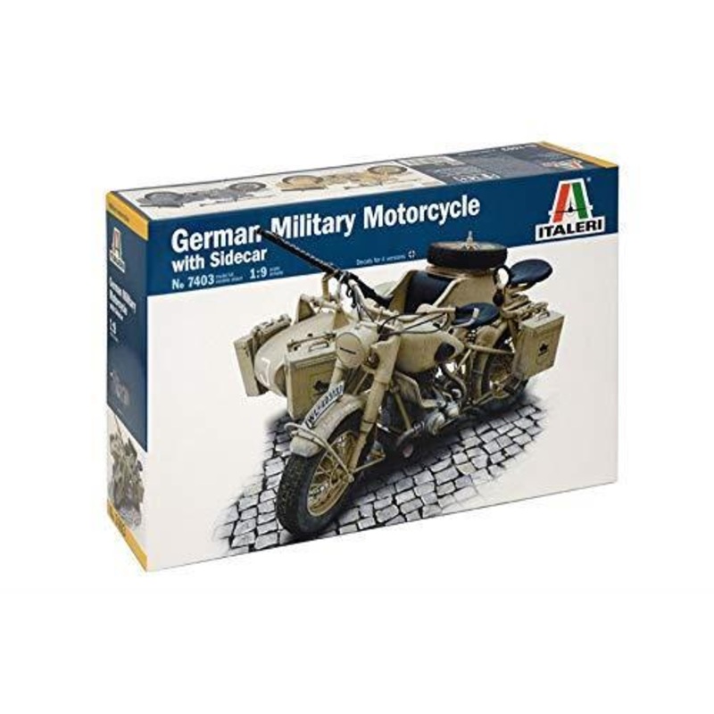 ITALERI 1/9 WW2 German Military Motorcycle with Sidecar BMW R75
