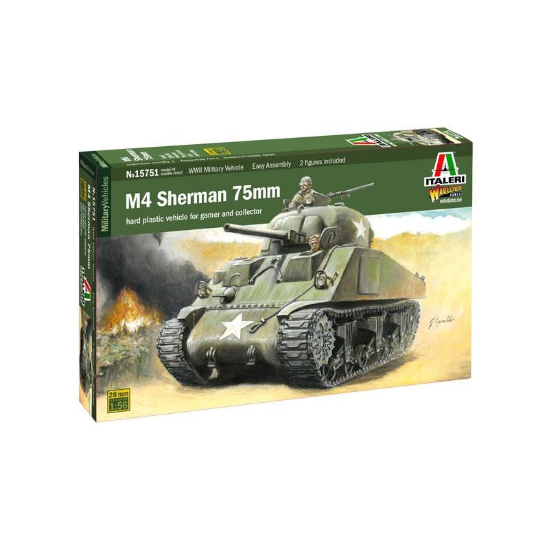 ITALERI MILITARY 1/56 Scale (28mm) M4 SHERMAN 75MM