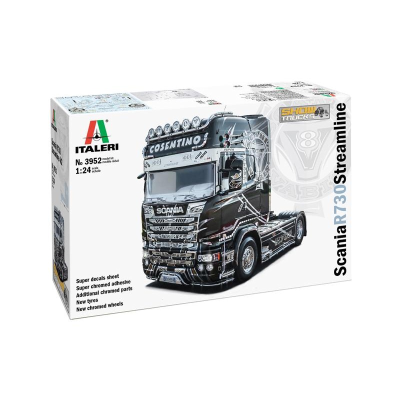 Italeri 1/24 scale Scania R730 Streamline 4×2 Show Truck Plastic Model Kit