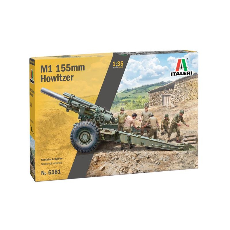Italeri 1/35 scale WW2 US M-1 155mm Gun with Crew Plastic Model Kit