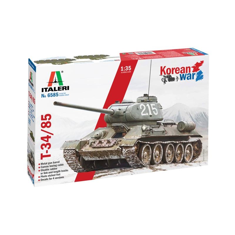 Italeri 6585 T-34/85 Korean War 1:35 – Plastic Model Tank Kit