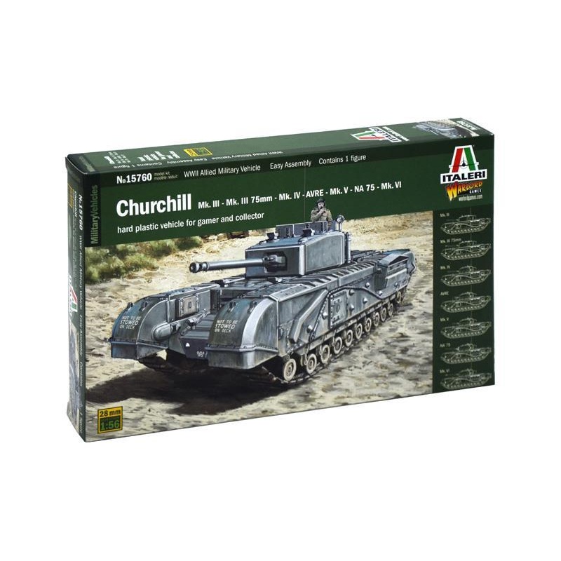 ITALERI MILITARY 1/56 Scale (28mm) CHURCHILL MK.III/IV/AVRE/NA75