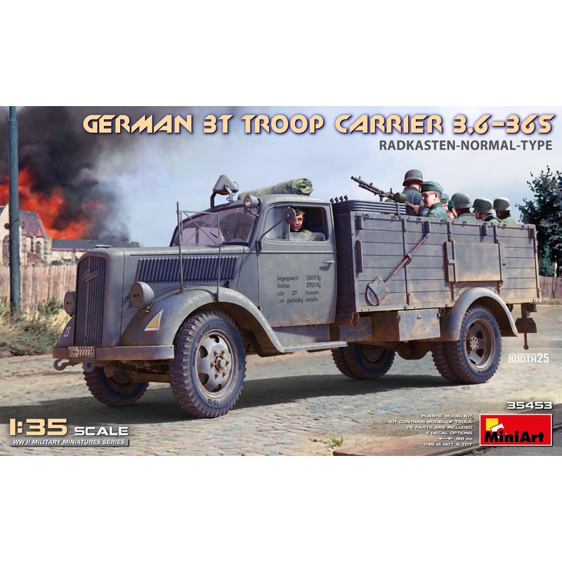 Miniart 1/35 WW2 GERMAN 3T TROOP CARRIER 3,6-36S RADKASTEN-NORMAL-TYPE