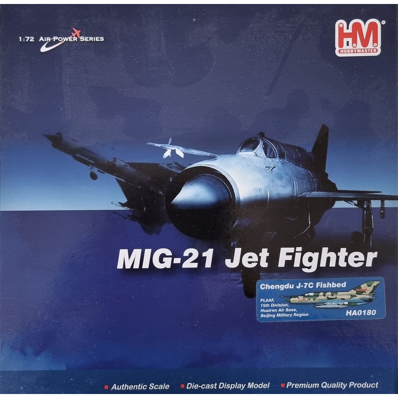 Hobbymaster HA0180 MIG-21 Jet Fighter Chendu j-7C Fishbed PLAAF, 15th Division, Huairen Air Base, Beijing Military Region