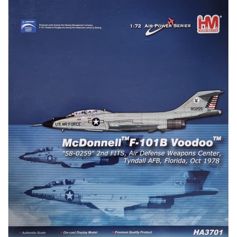 Hobbymaster HA3701 McDonnell F-101B Voodoo 58-0259 2nd FITS, Air Defence Weapons Center, Tyndall AFB, Florida Oct 1978