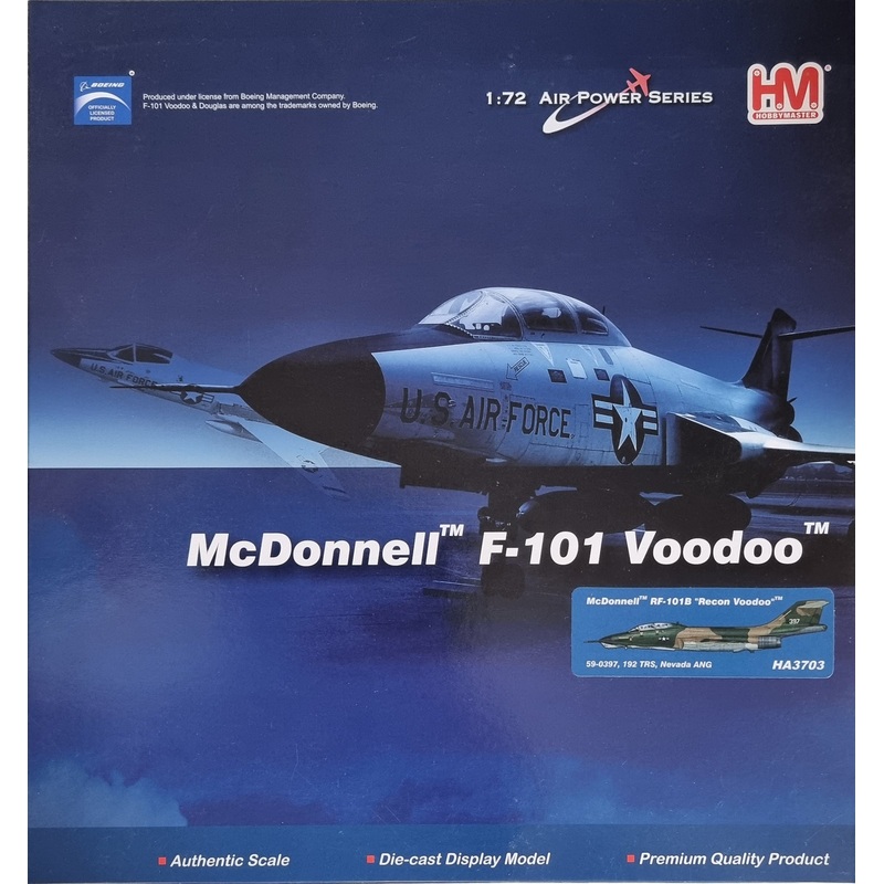 Hobbymaster HA3703 McDonnell RF-101B Recon Voodoo 59-0397 192 TRS, Nevada ANG