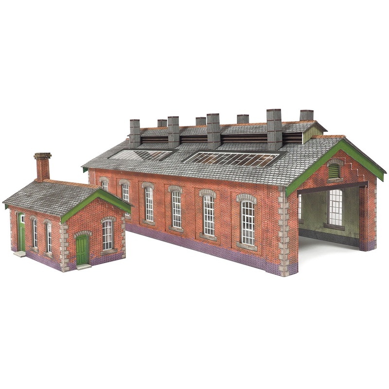 PN913 N Gauge Double Track Red Brick Engine Shed