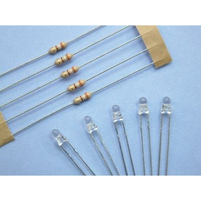 5 X 3MM CLEAR LED WITH 12V RESISTORS