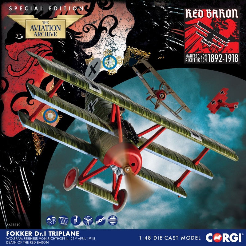 Corgi AA38310 Fokker DR.1 Triplane, Wolfram Freiherr von Richthofen, 21st April 1918, Death of the Red Baron – Special Edition