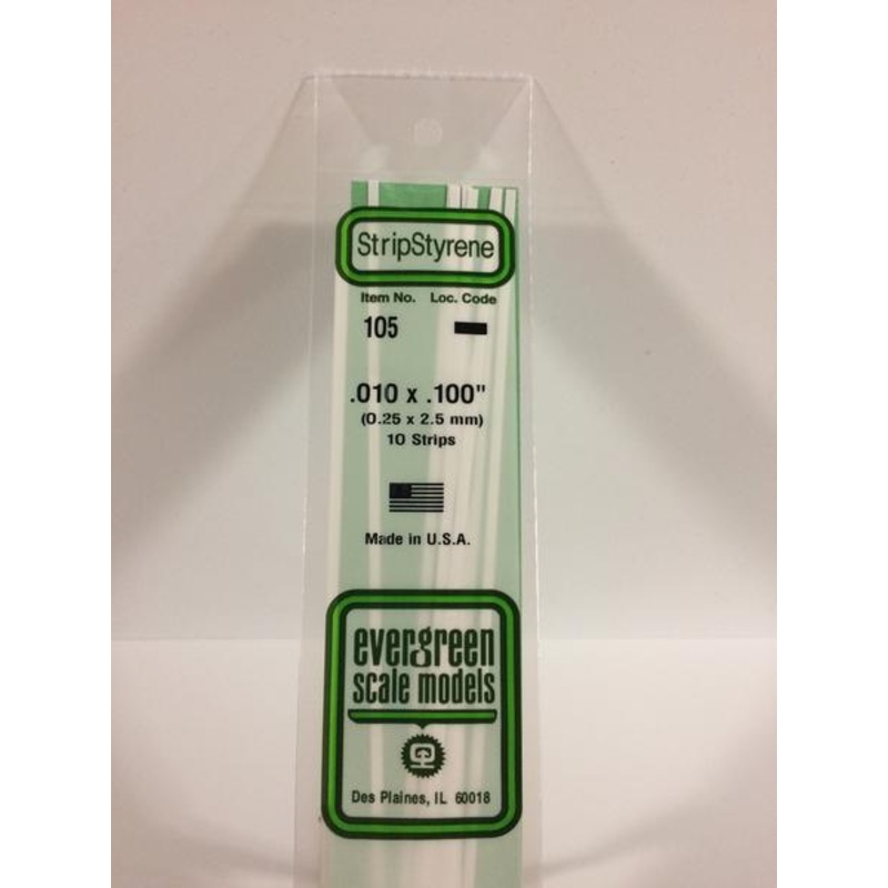 Evergreen 105 – 0.25 x 2.5mm Strips
