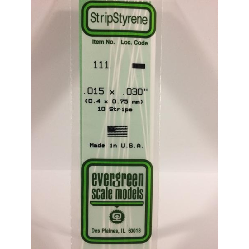 Evergreen 111 – 0.38 x 0.75mm Strips