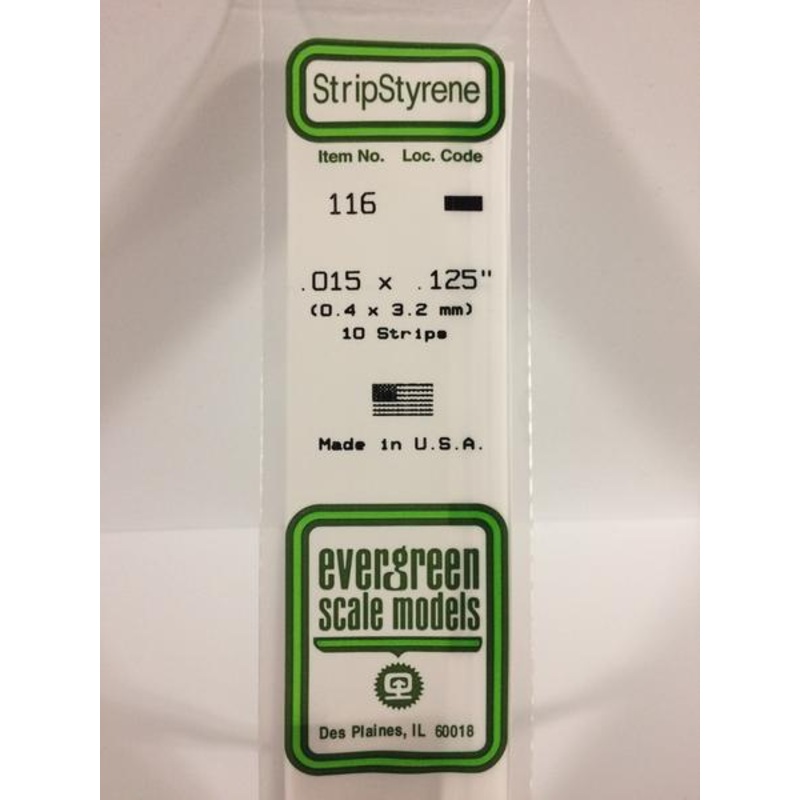 Evergreen 116 – 0.4 x 3.2mm Strips