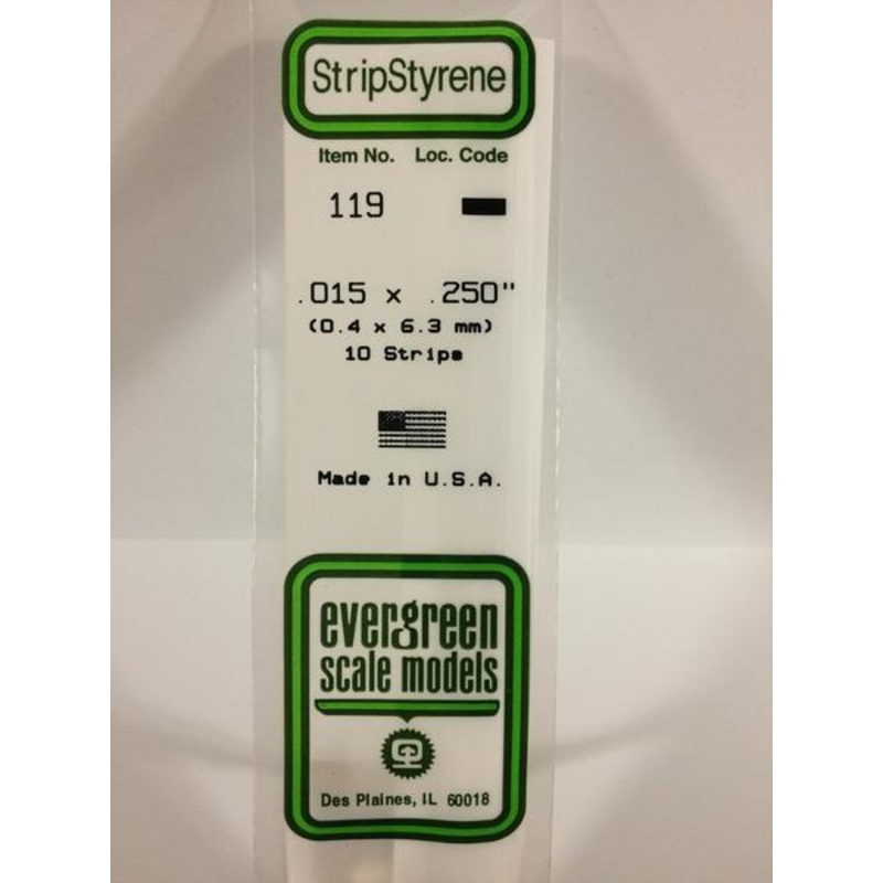 Evergreen 119 – 0.4 x 6.3mm Strips