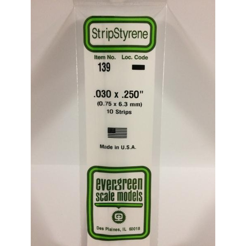 Evergreen 139 – 0.75 x 6.3mm Strips