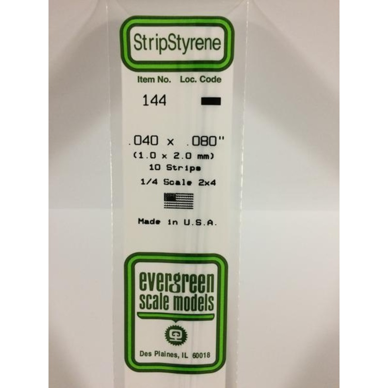 Evergreen 144 – 1.0 x 2.0mm Strips