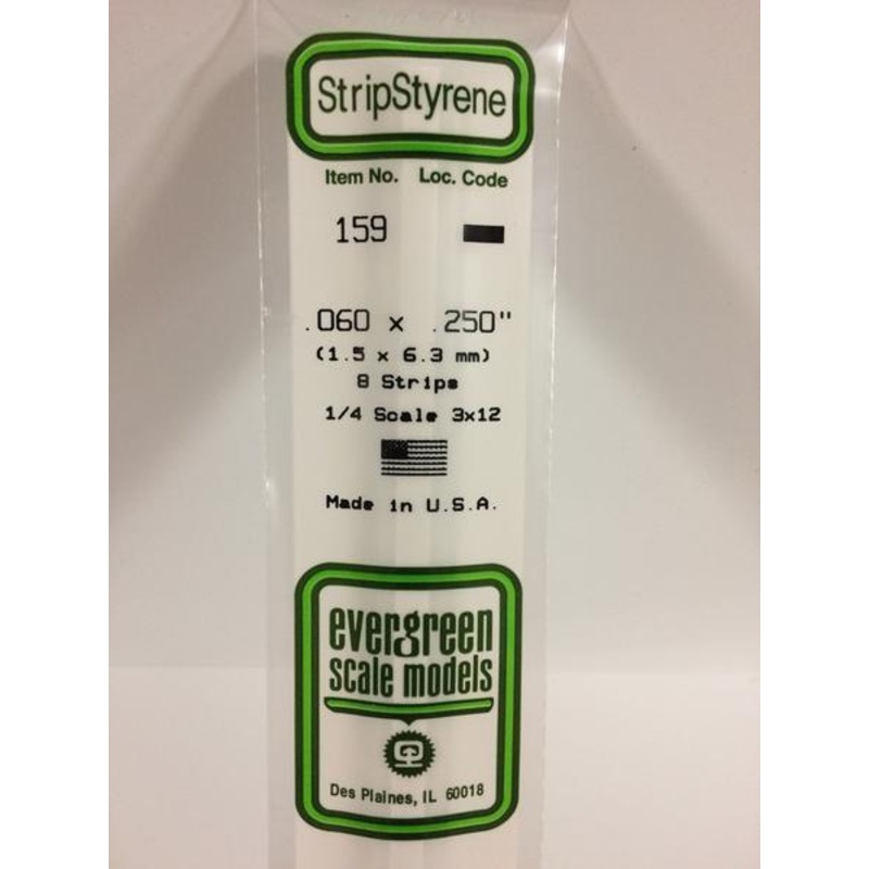 Evergreen 159 – 1.5 x 6.3mm Strips