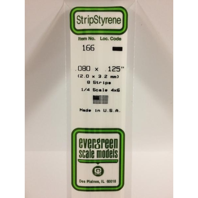 Evergreen 166 – 2.0 x 3.2mm Strips