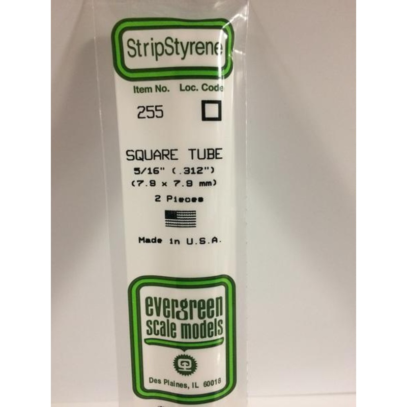 Evergreen 255 – 7.9 x 7.9 mm Square Tube