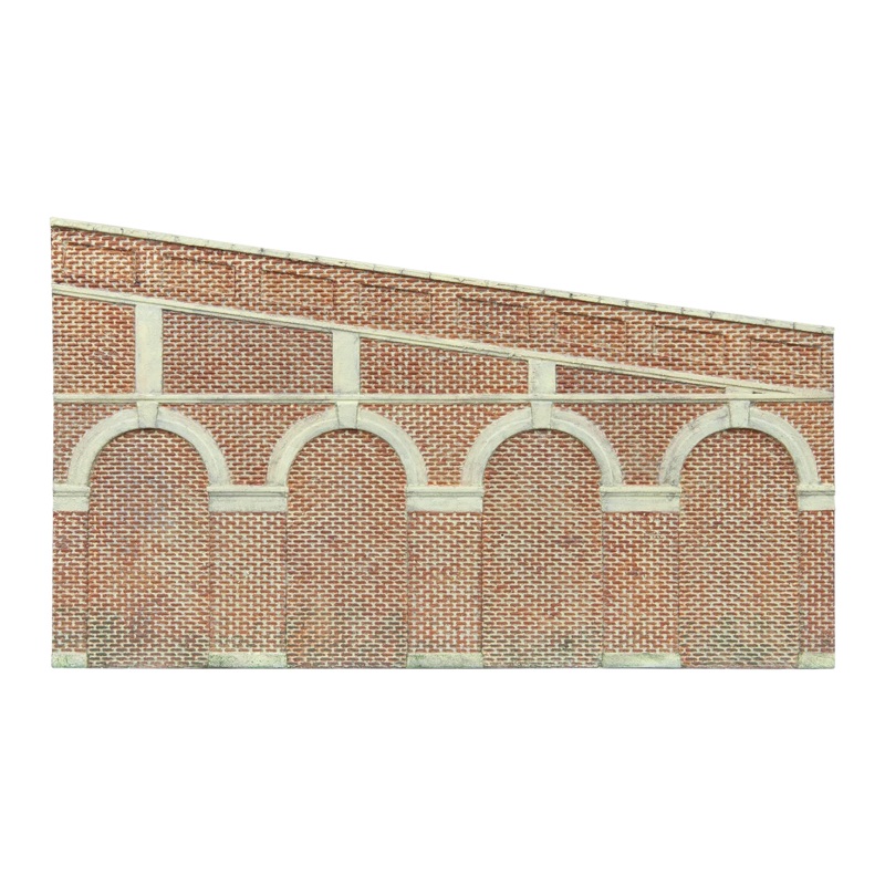 High Stepped Arched Retaining Walls x 2 (Red Brick)