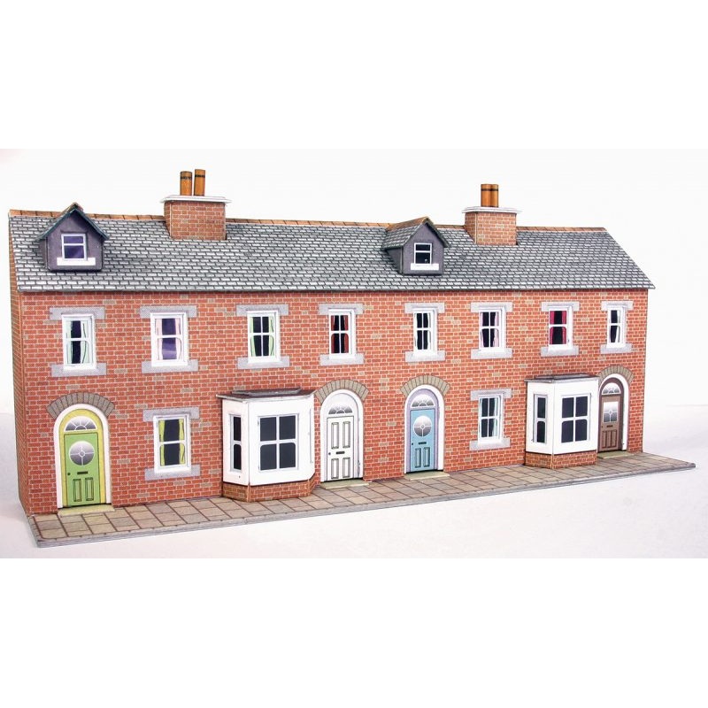 Metcalfe PN174 N Gauge Low Relief Terraced House Fronts (Red Brick)