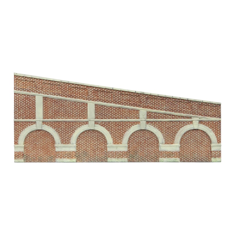 Mid Stepped Arched Retaining Walls x2 (Red Brick)