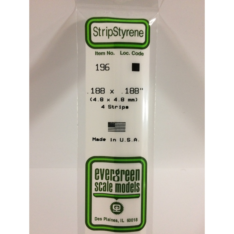 Evergreen 196 – 4.8 x 4.8mm Strips