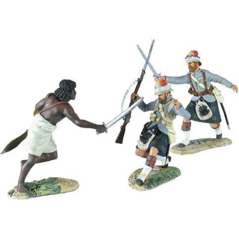 SALE – 27012 Not Today British 42nd Highlander Wounded and Mahdist Attacking with 42nd Officer Stabbing Mahdist with Sword Hand-to-Hand Set