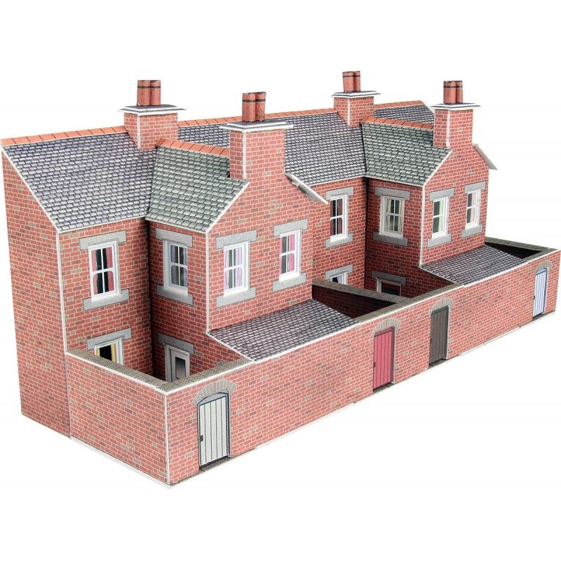 PN176 N Gauge Low Relief House Backs Red Brick