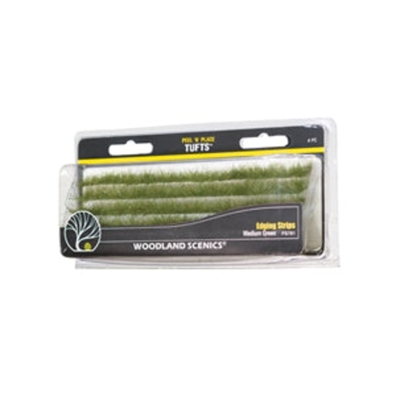 Woodland Scenic Peel ‘n’ Place Tufts Edging Strips Medium Green FS781