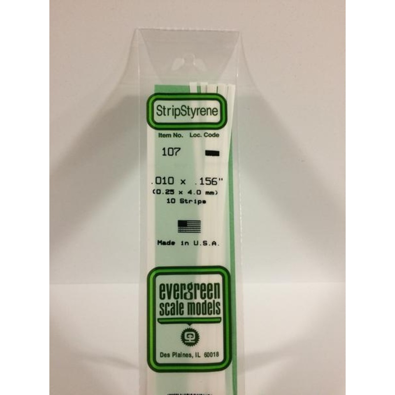 Evergreen 107 – 0.25 x 4.0mm Strips