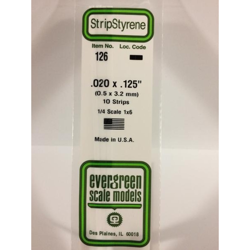 Evergreen 126 – 0.5 x 3.2mm Strips
