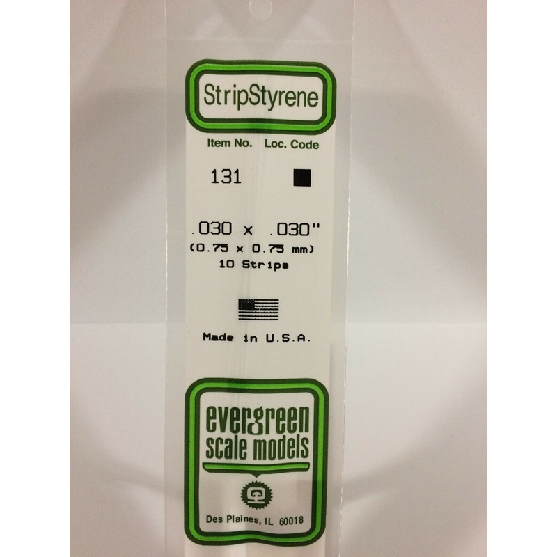 Evergreen 131 Strip Styrene .030 x 14 in 10 Pk