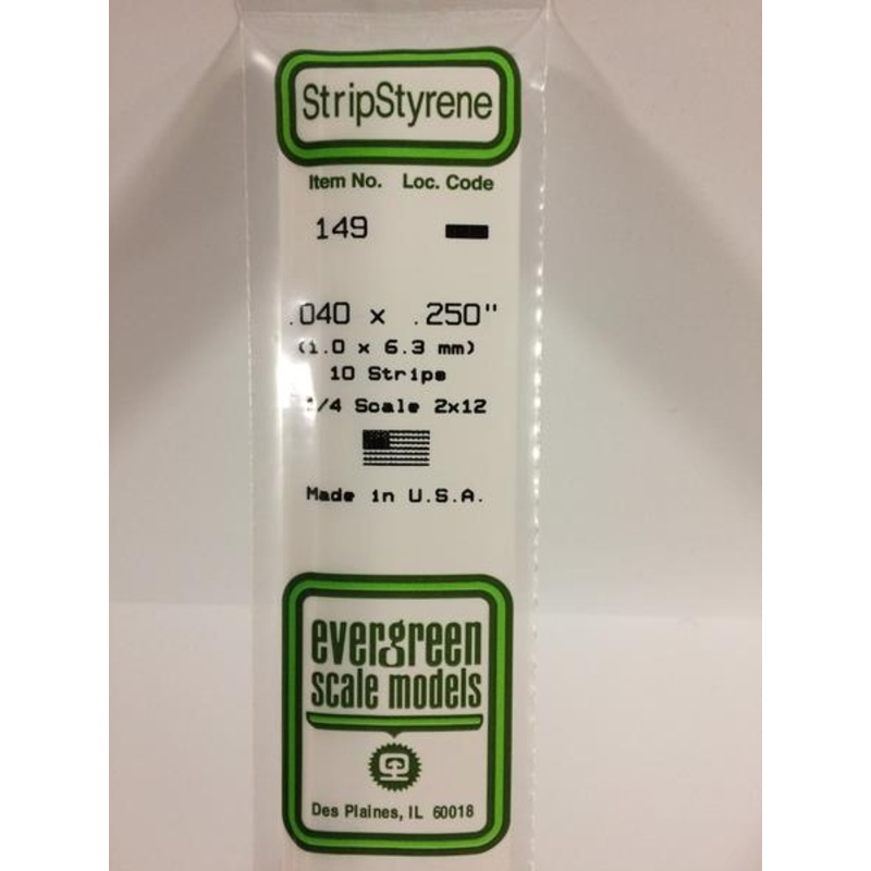 Evergreen 149 – 1.0 x 6.3mm Strips