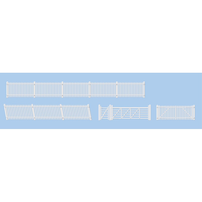 Ratio OO Gauge 420 GWR Station Fencing White (inc. gates & ramps)