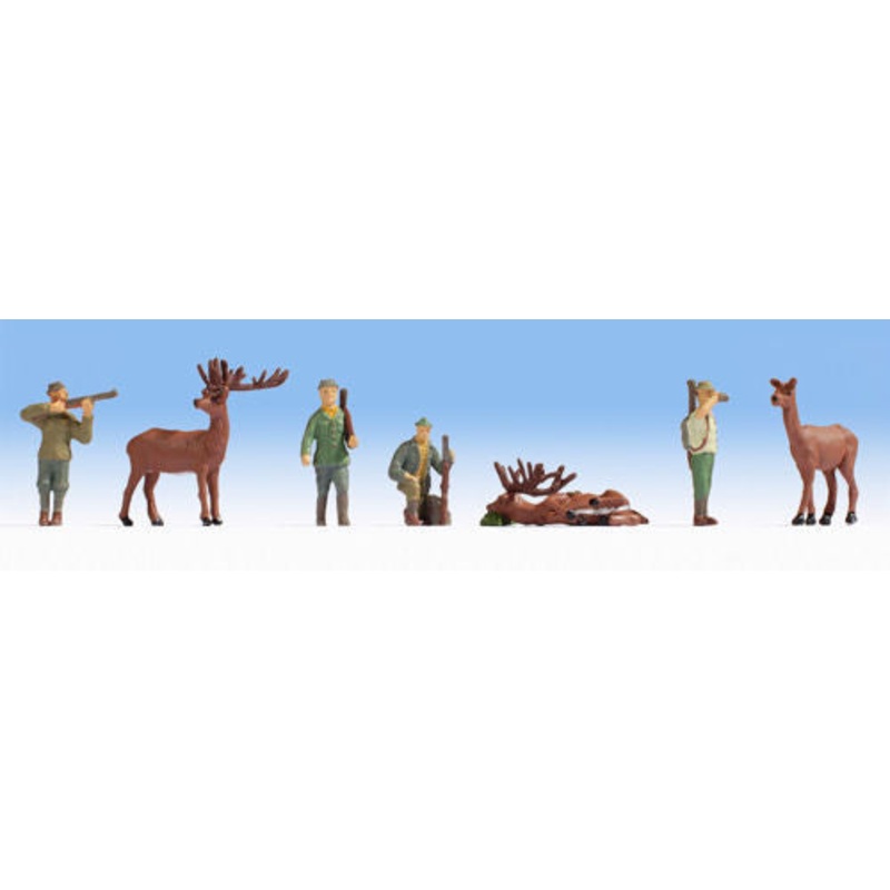 Noch TT:120 N45731 Hunters (4) And Deer (3) Figure Set