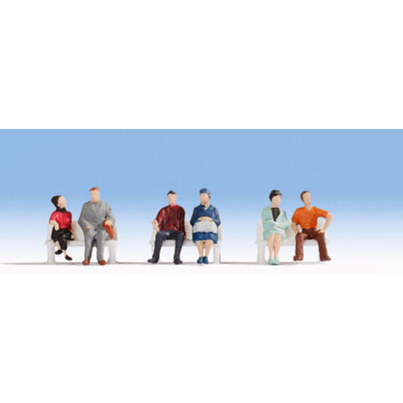 Noch TT:120 N47130 Sitting People (6) Hobby Figure Set (Benches Not Included)