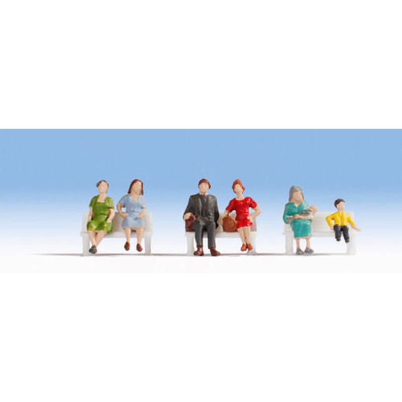 Noch TT:120 N47131 Sitting People (6) Hobby Figure Set- (Benches Not Included)