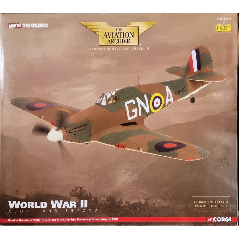 Corgi AA35501 Hawker Hurricane Mk I Diecast Model RAF No.249 Sqn, James Nicholson VC