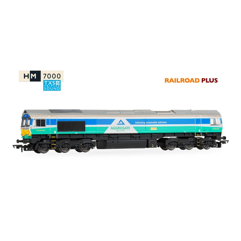 Hornby R30428TXS RailRoad Plus: Class 66 – Aggregates Industries – 66711 ‘Sence’ (DCC Sound Fitted)