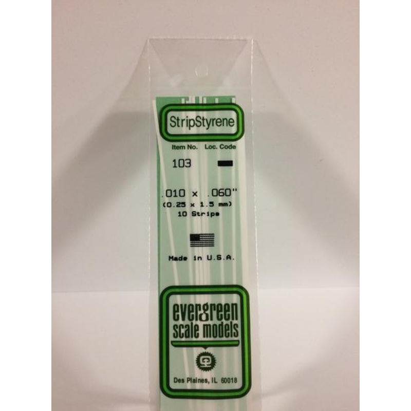 Evergreen 103 – 0.25 x 1.5mm Strips