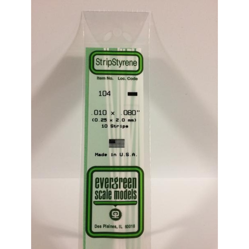 Evergreen 104 – 0.25 x 2.0mm Strips