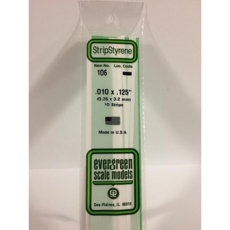 Evergreen 106 – 0.25 x 3.2mm Strips