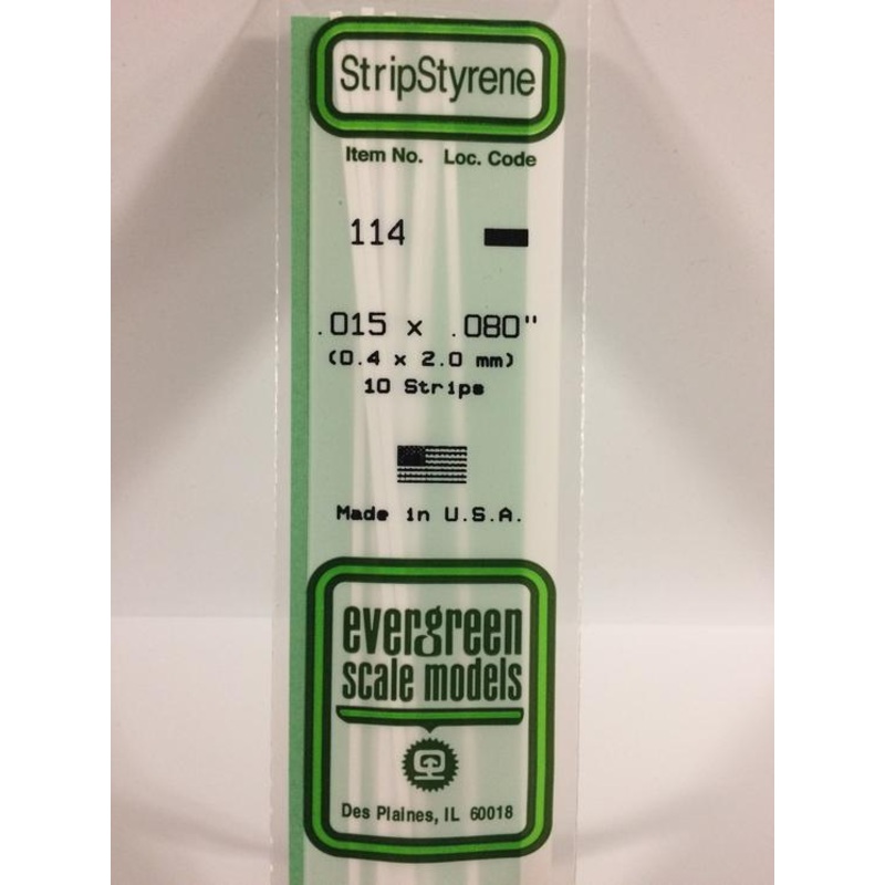 Evergreen 114 – 0.38 x 2.0mm Strips