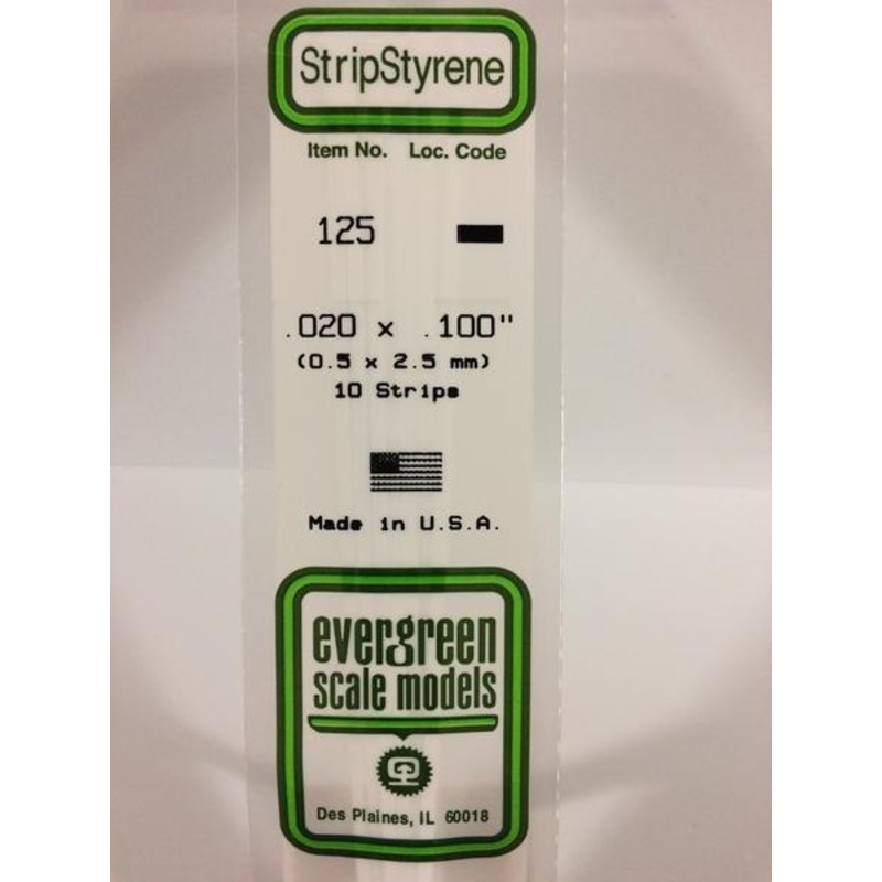 Evergreen 125 – 0.5 x 2.5mm Strips