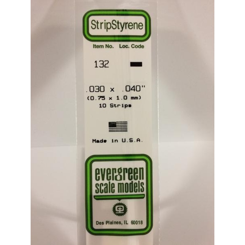 Evergreen 132 – 0.75 x 1.0mm Strips