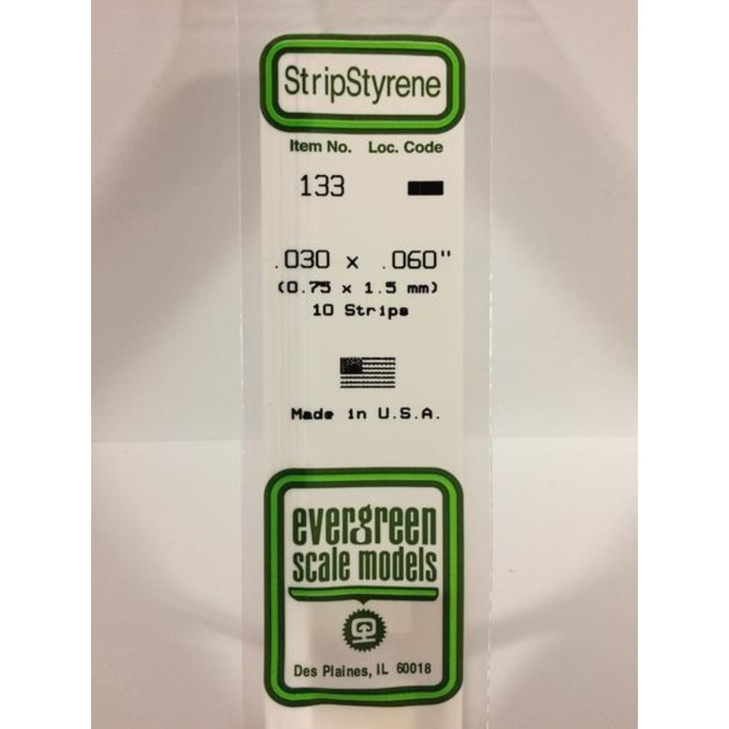 Evergreen 133 – 0.75 x 1.5mm Strips
