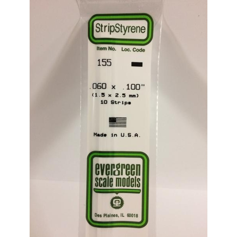 Evergreen 155 – 1.5 x 2.5mm Strips