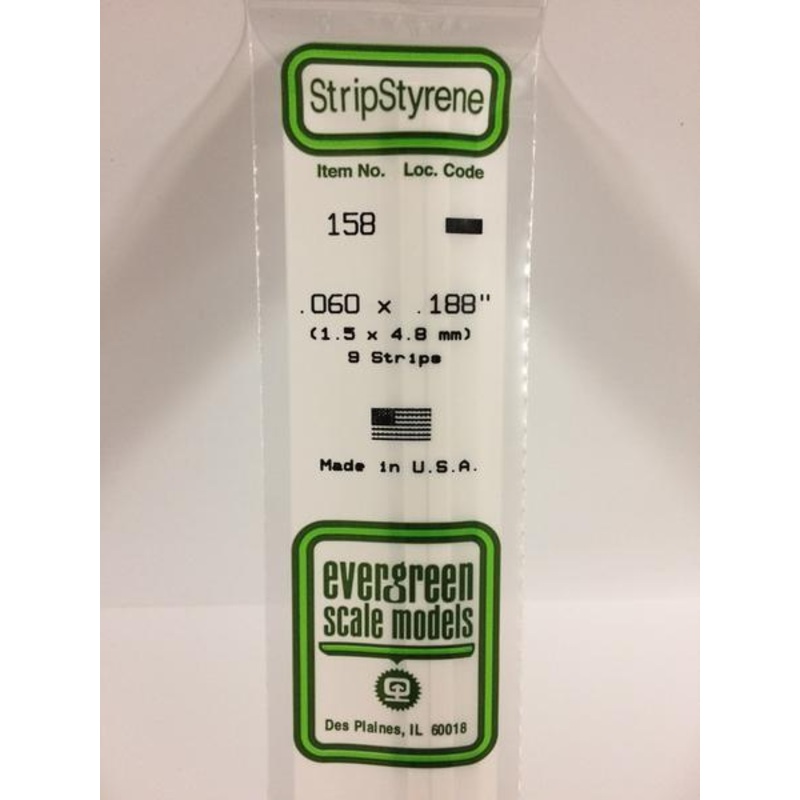 Evergreen 158 – 1.5 x 4.8mm Strips