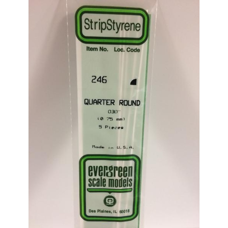 Evergreen 246 – 0.75mm Quarter Round