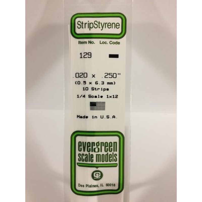 Evergreen 129 – 0.5 x 6.3mm Strips